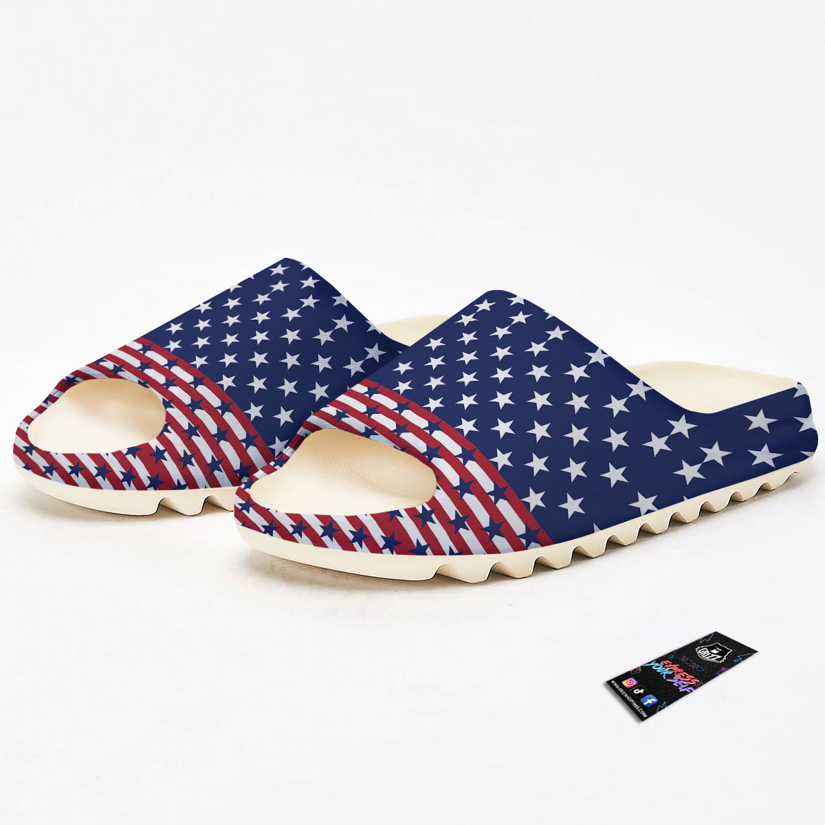 USA Blue And White Star Print Pattern Sandals-grizzshop