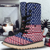 USA Blue And White Star Print Pattern Snow Boots-grizzshop