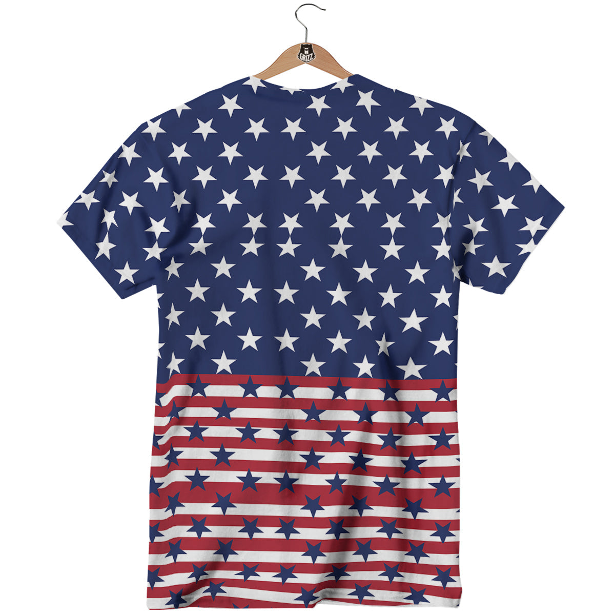 USA Blue And White Star Print Pattern T-Shirt-grizzshop