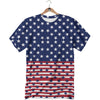 USA Blue And White Star Print Pattern T-Shirt-grizzshop