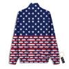 USA Blue And White Star Print Pattern Track Jacket-grizzshop