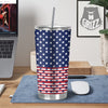 USA Blue And White Star Print Pattern Tumbler-grizzshop