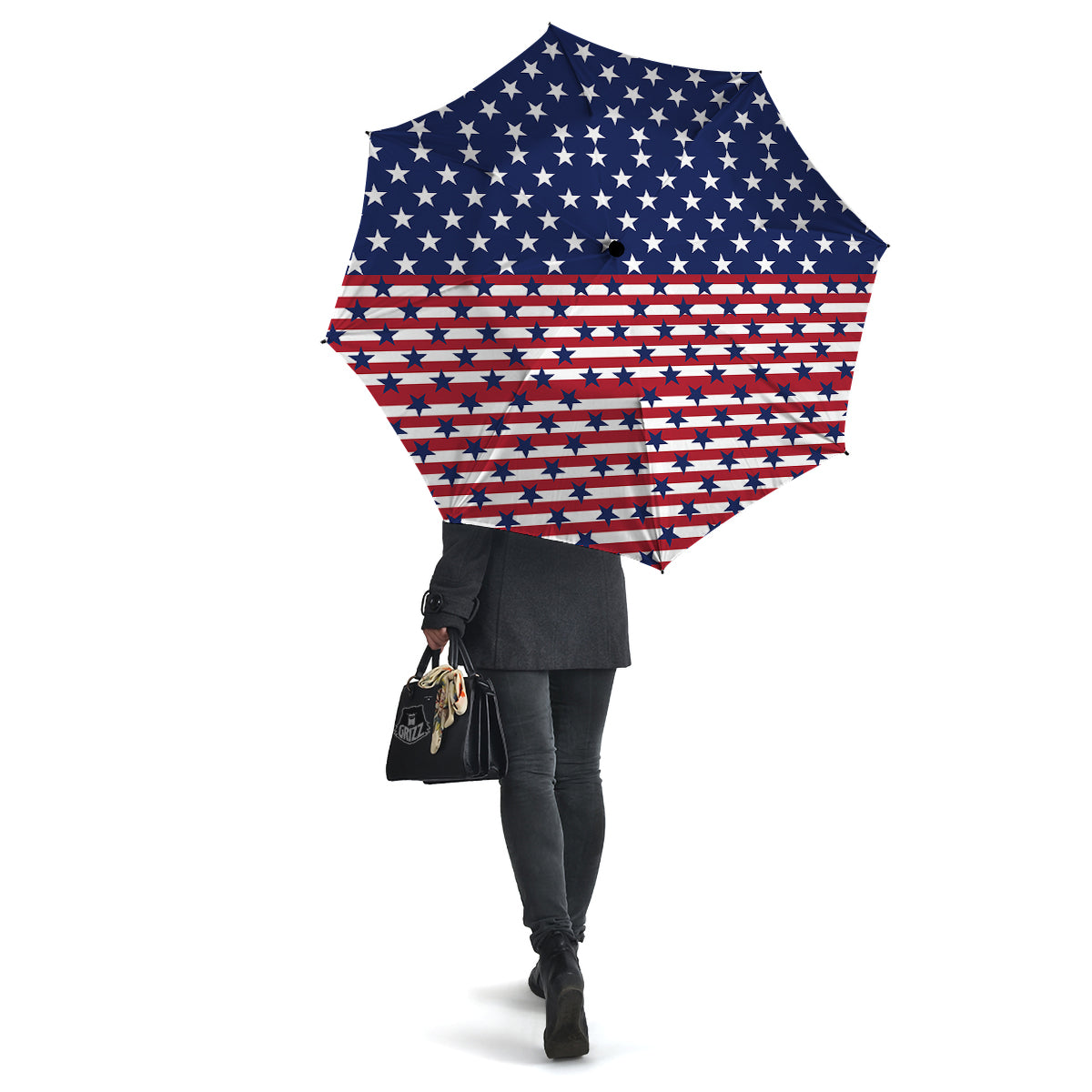 USA Blue And White Star Print Pattern Umbrella-grizzshop