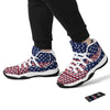 USA Blue And White Star Print Pattern White Bball Shoes-grizzshop