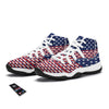 USA Blue And White Star Print Pattern White Bball Shoes-grizzshop