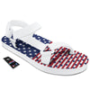 USA Blue And White Star Print Pattern White Open Toe Sandals-grizzshop