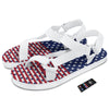 USA Blue And White Star Print Pattern White Open Toe Sandals-grizzshop