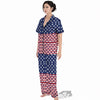 USA Blue And White Star Print Pattern Women's Pajamas Set-grizzshop