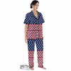 USA Blue And White Star Print Pattern Women's Pajamas Set-grizzshop