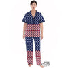 USA Blue And White Star Print Pattern Women's Pajamas Set-grizzshop