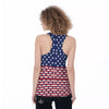 USA Blue And White Star Print Pattern Women's Racerback Tank Top-grizzshop