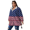 USA Blue And White Star Print Pattern Women's Sherpa Jacket-grizzshop