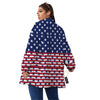 USA Blue And White Star Print Pattern Women's Sherpa Jacket-grizzshop