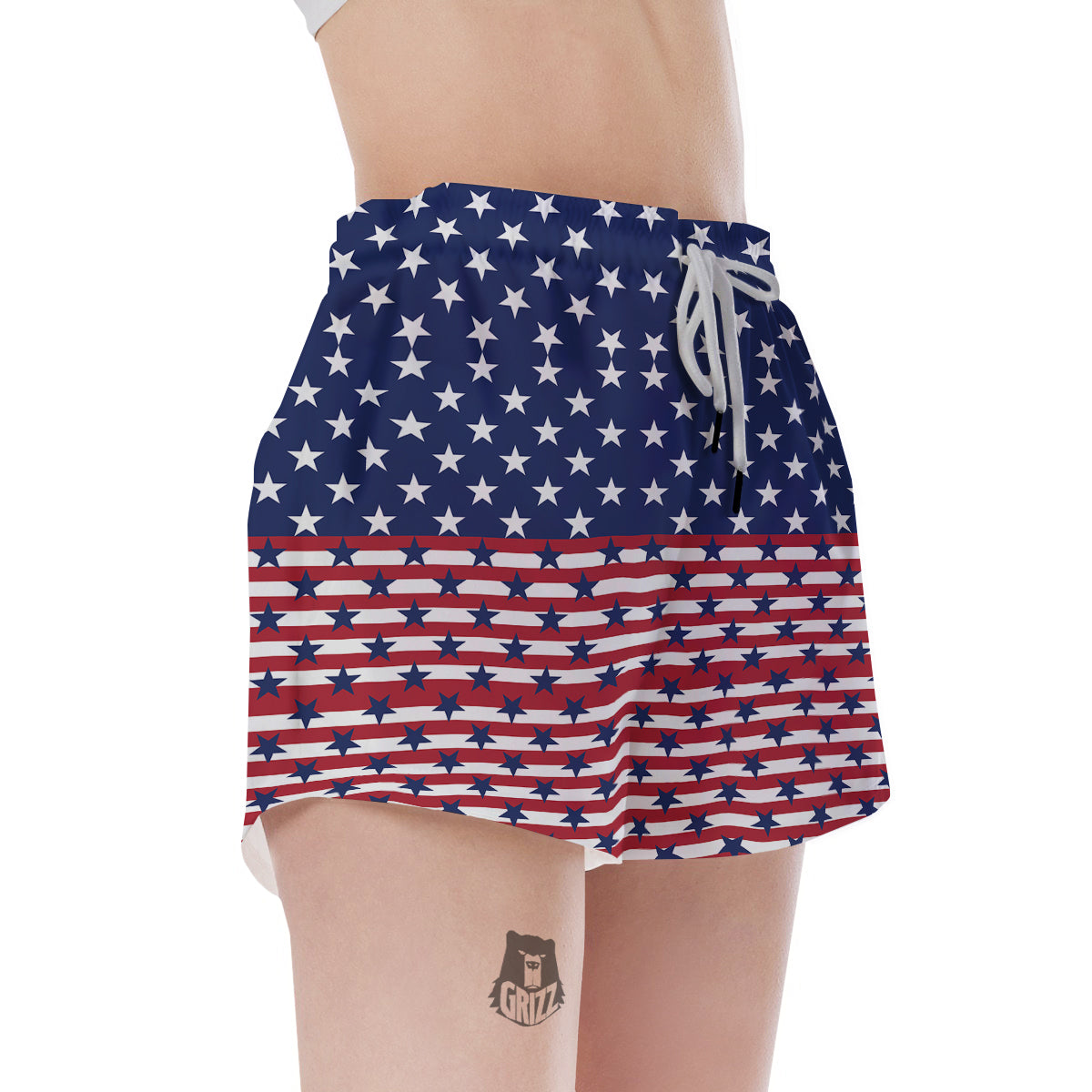 USA Blue And White Star Print Pattern Women's Shorts-grizzshop