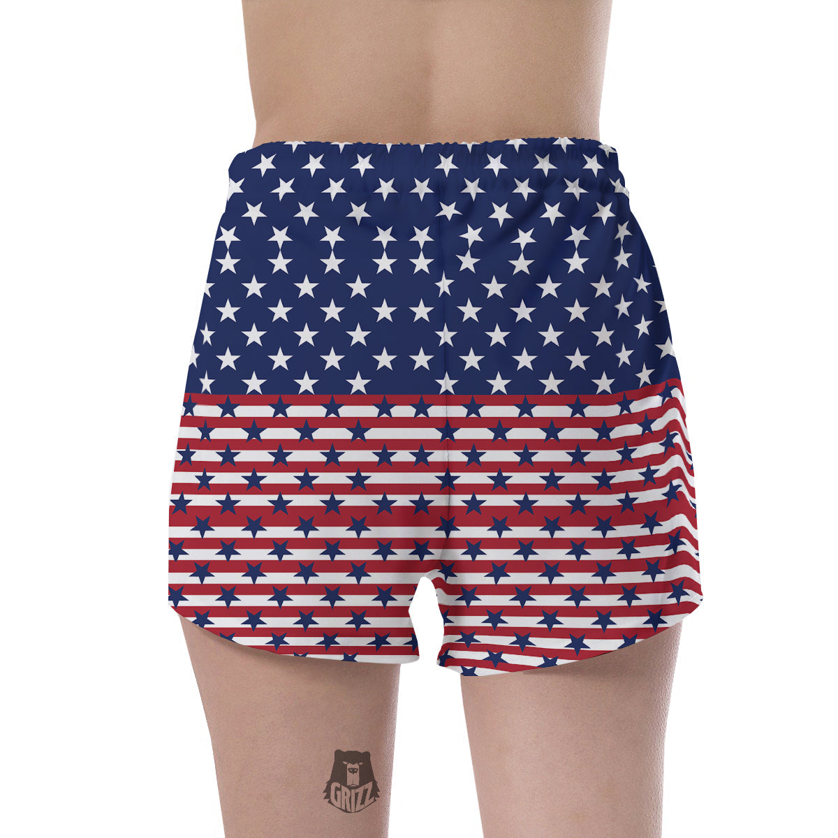 USA Blue And White Star Print Pattern Women's Shorts-grizzshop