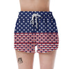 USA Blue And White Star Print Pattern Women's Shorts-grizzshop