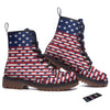 USA Blue And White Star Print Pattern Work Boots-grizzshop