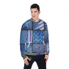 USA Denim Patchwork 4th of July Print Baseball Jacket-grizzshop