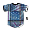 USA Denim Patchwork 4th of July Print Baseball Jersey-grizzshop