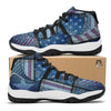 USA Denim Patchwork 4th of July Print Black Bball Shoes-grizzshop