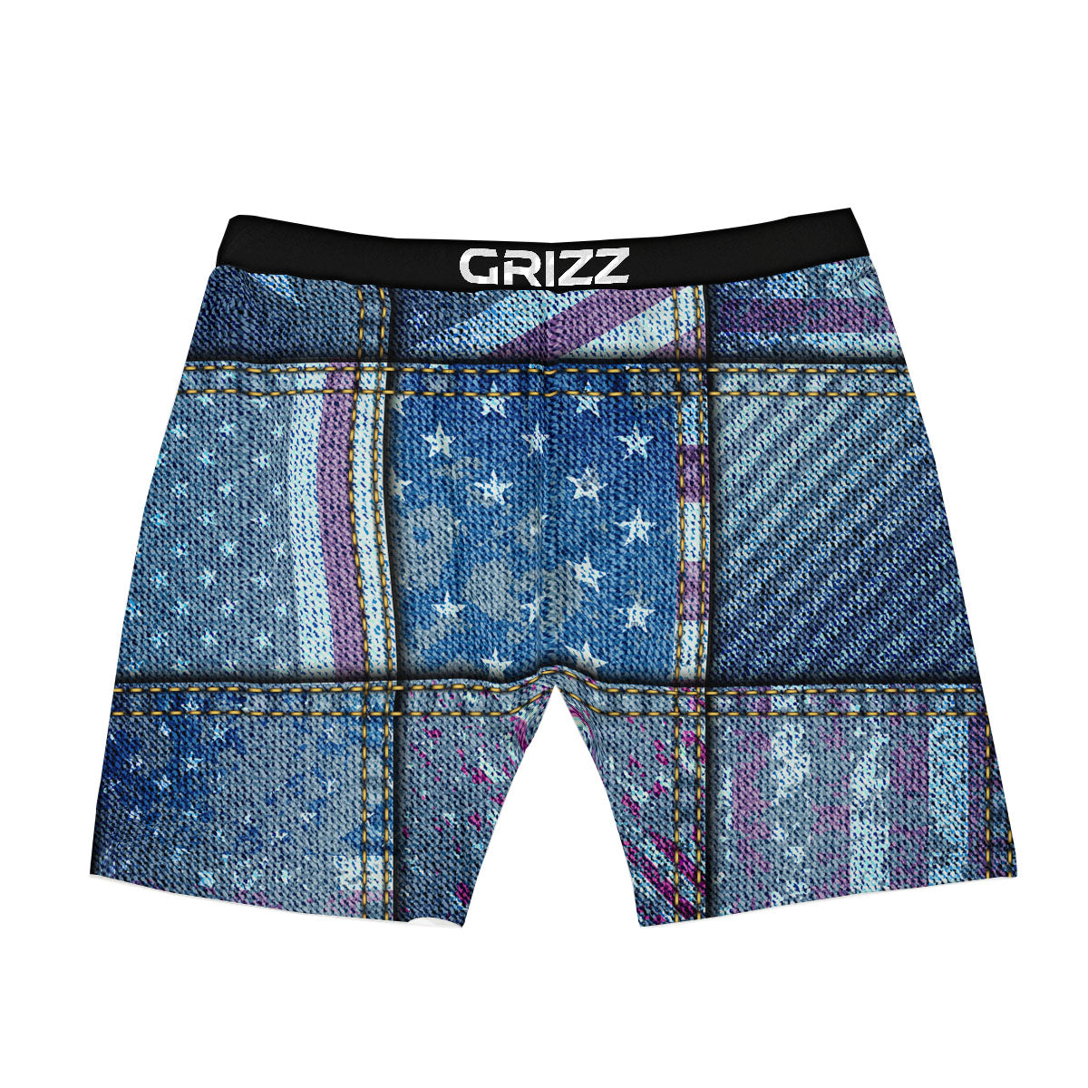 USA Denim Patchwork 4th of July Print Boxer Briefs-grizzshop