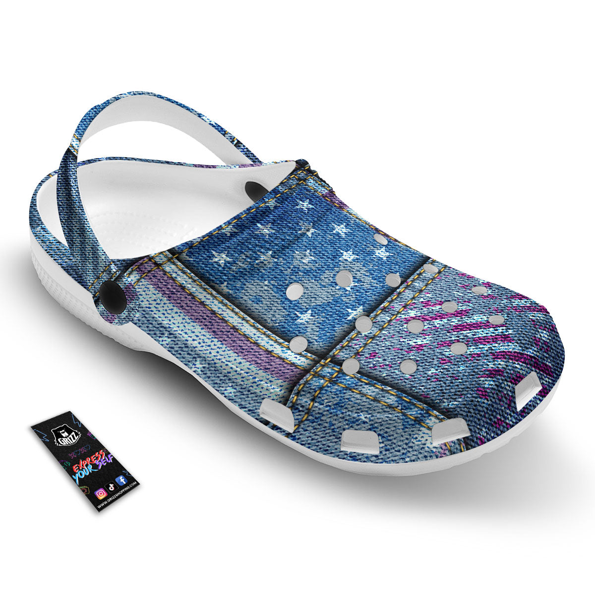 USA Denim Patchwork 4th of July Print Clog-grizzshop