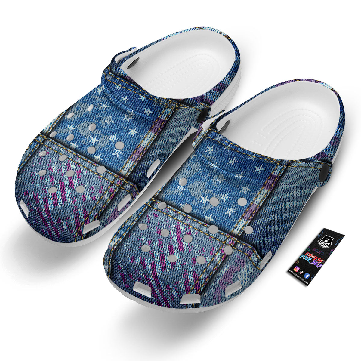 USA Denim Patchwork 4th of July Print Clog-grizzshop