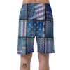 USA Denim Patchwork 4th of July Print Men's Shorts-grizzshop