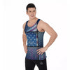 USA Denim Patchwork 4th of July Print Men's Tank Top-grizzshop