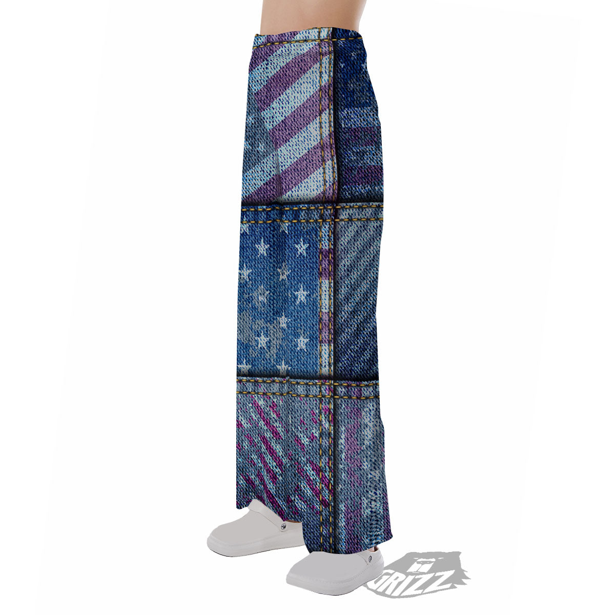 USA Denim Patchwork 4th of July Print Pajama Pants-grizzshop