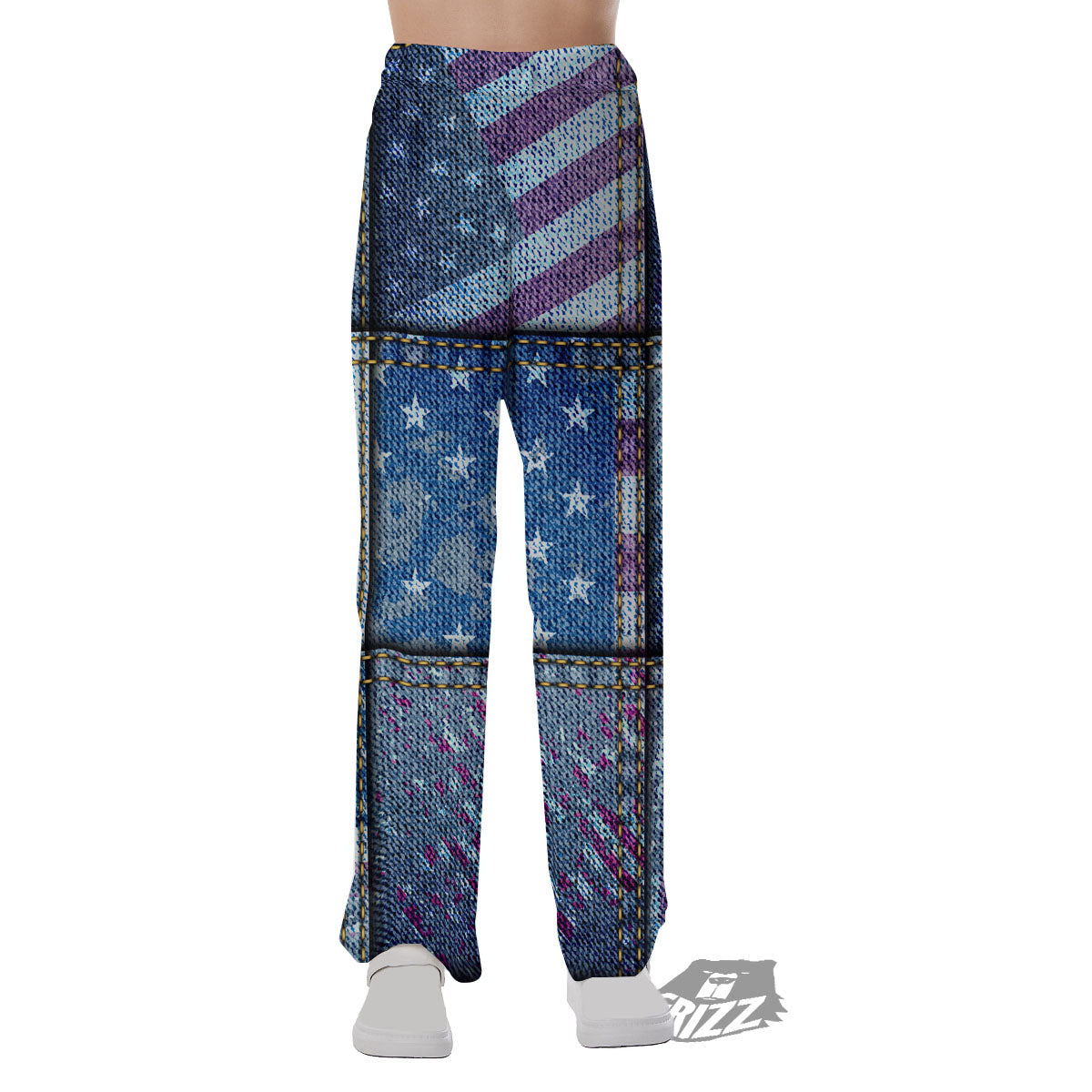 USA Denim Patchwork 4th of July Print Pajama Pants-grizzshop