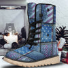 USA Denim Patchwork 4th of July Print Snow Boots-grizzshop