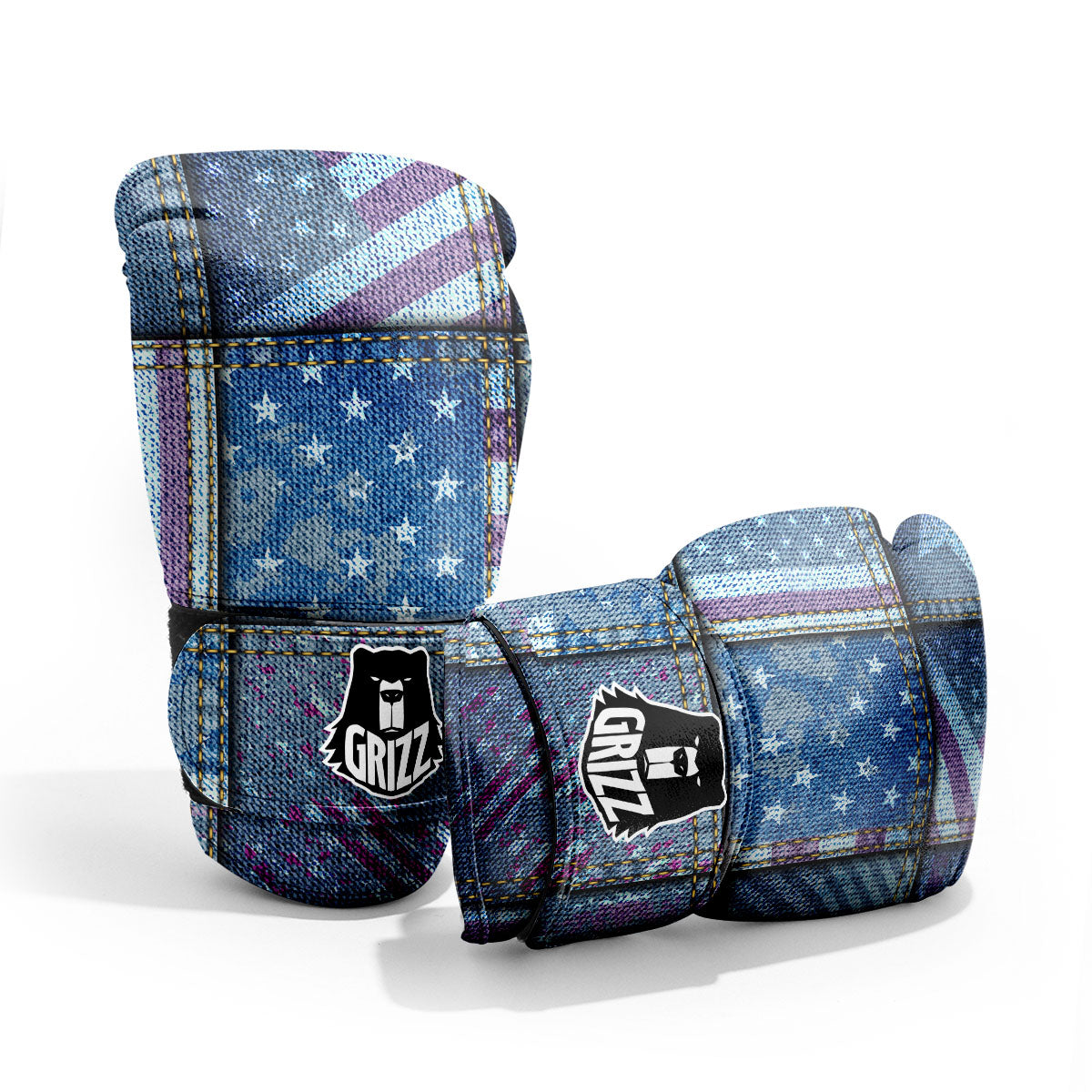 USA Denim Patchwork 4th of July Print Pro Boxing Glove