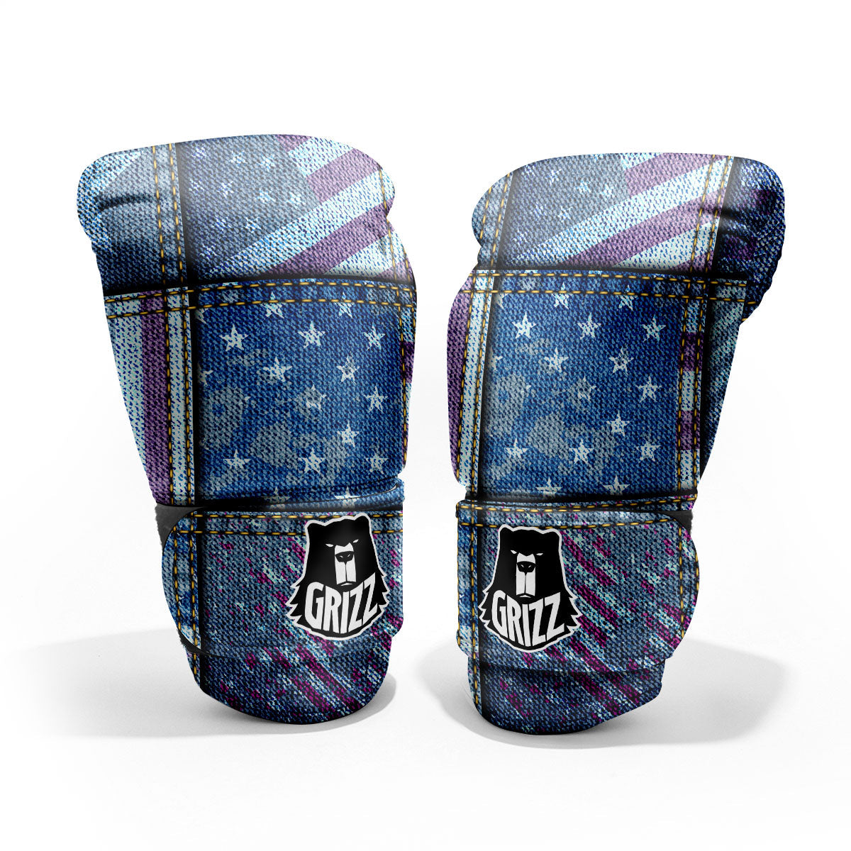 USA Denim Patchwork 4th of July Print Pro Boxing Glove