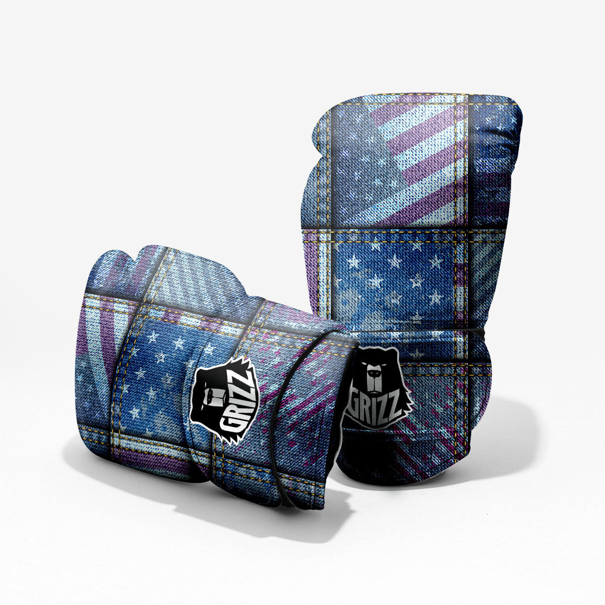 USA Denim Patchwork 4th of July Print Pro Boxing Glove