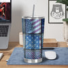 USA Denim Patchwork 4th of July Print Tumbler-grizzshop