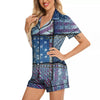 USA Denim Patchwork 4th of July Print Women Silk Pajamas-grizzshop