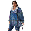 USA Denim Patchwork 4th of July Print Women's Sherpa Jacket-grizzshop