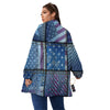 USA Denim Patchwork 4th of July Print Women's Sherpa Jacket-grizzshop