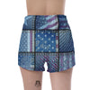 USA Denim Patchwork 4th of July Print Women's Shorts-grizzshop