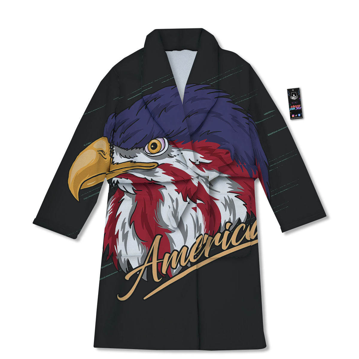 USA Eagle Patriotic Print Bathrobe-grizzshop