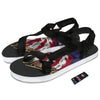 USA Eagle Patriotic Print Black Open Toe Sandals-grizzshop