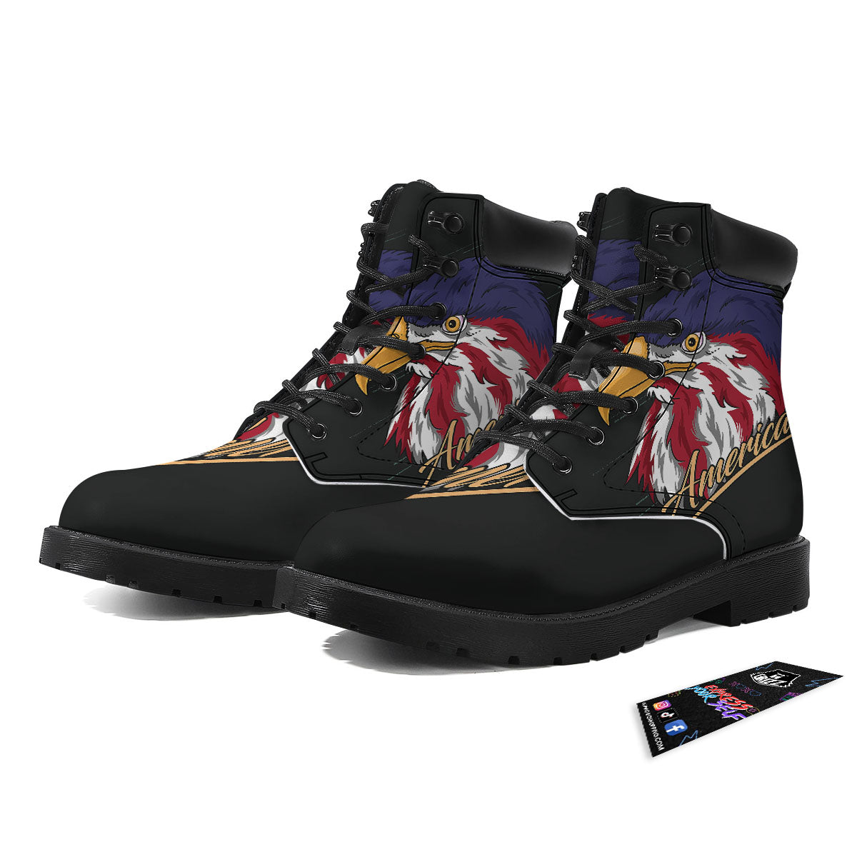 USA Eagle Patriotic Print Boots-grizzshop