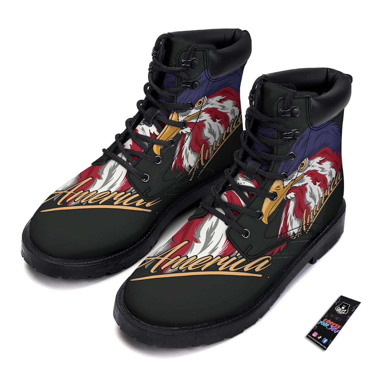 USA Eagle Patriotic Print Boots-grizzshop