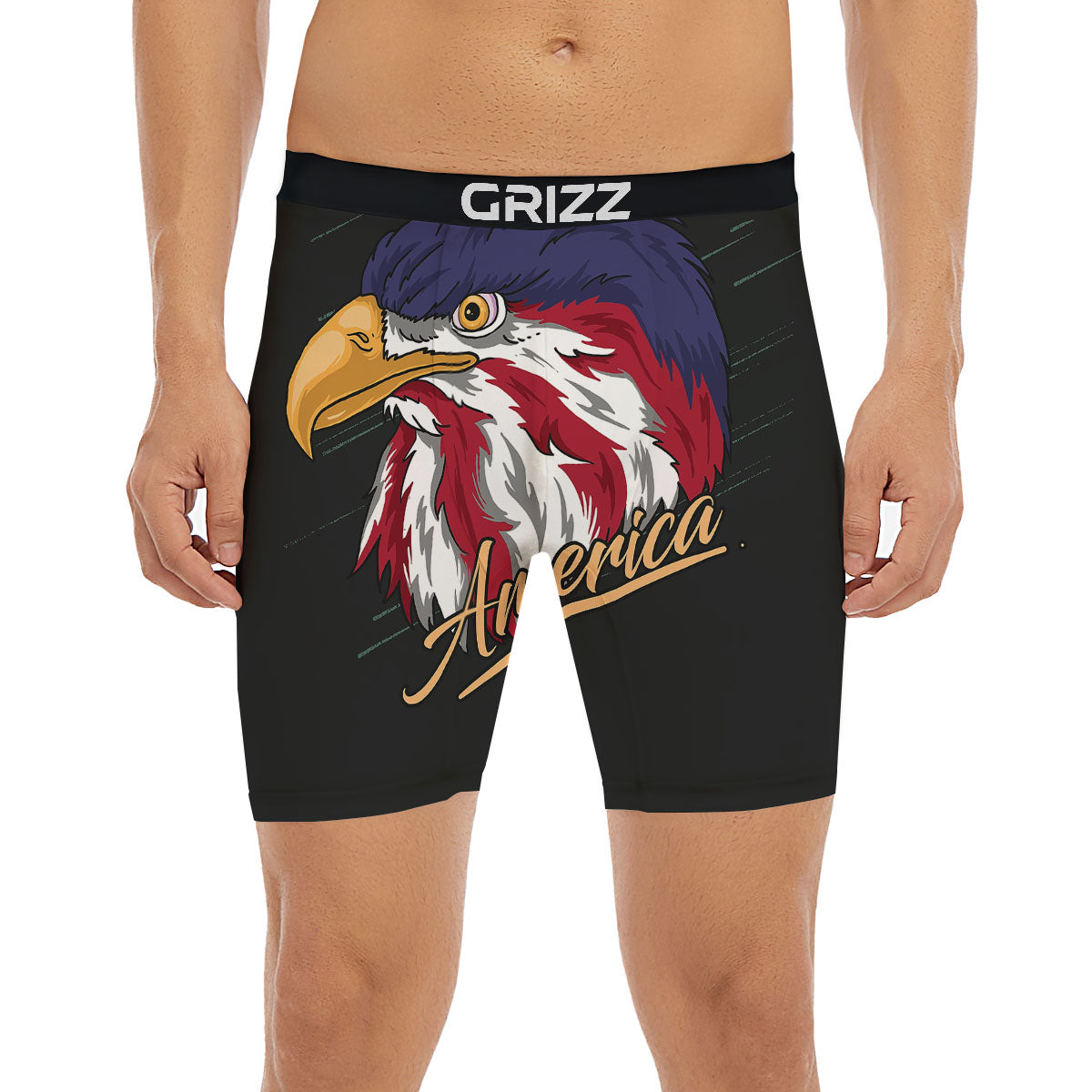 USA Eagle Patriotic Print Boxer Briefs-grizzshop