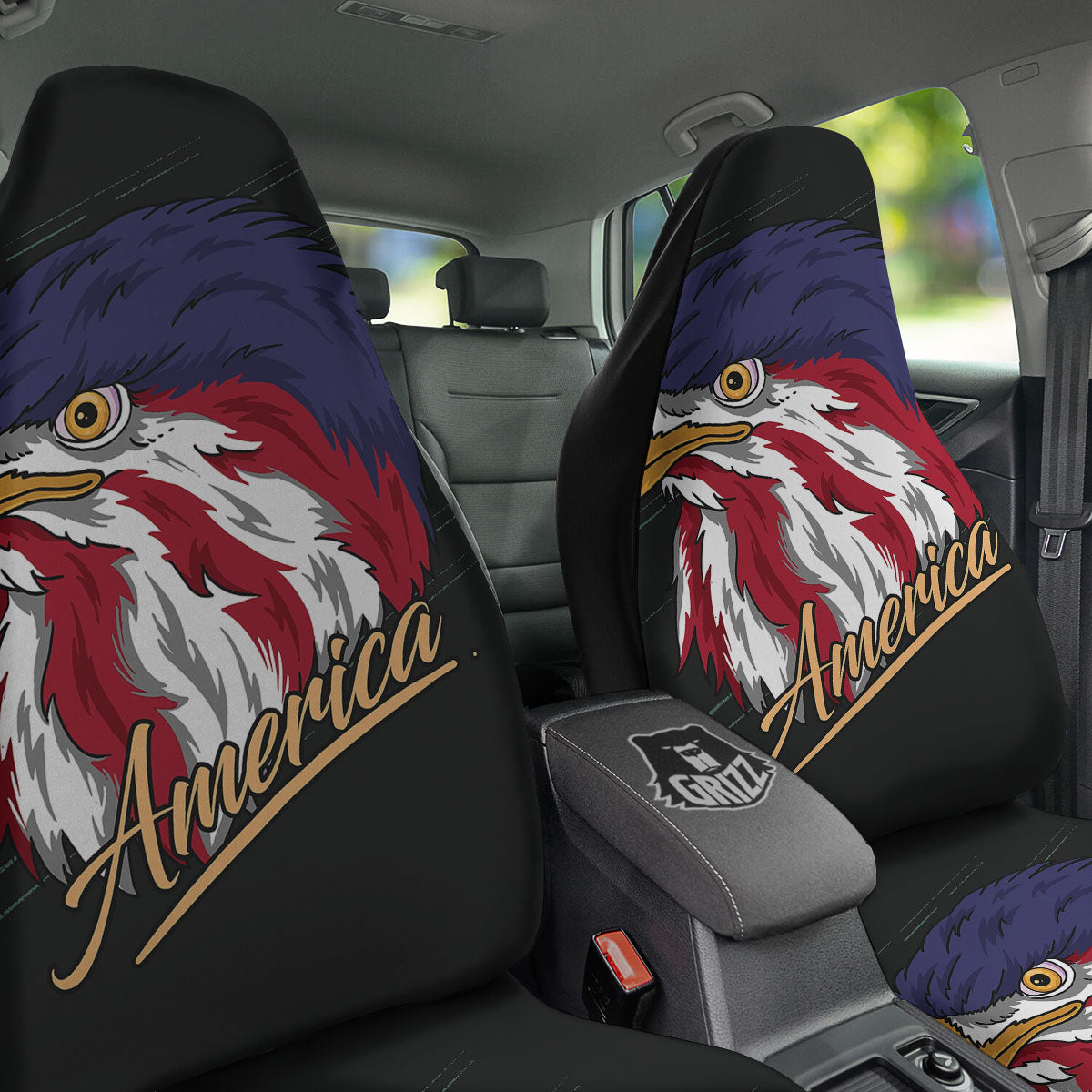 USA Eagle Patriotic Print Car Seat Covers-grizzshop