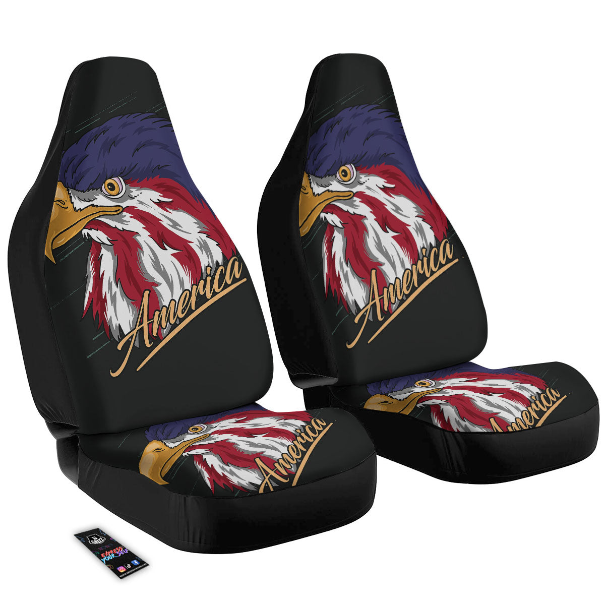 USA Eagle Patriotic Print Car Seat Covers-grizzshop