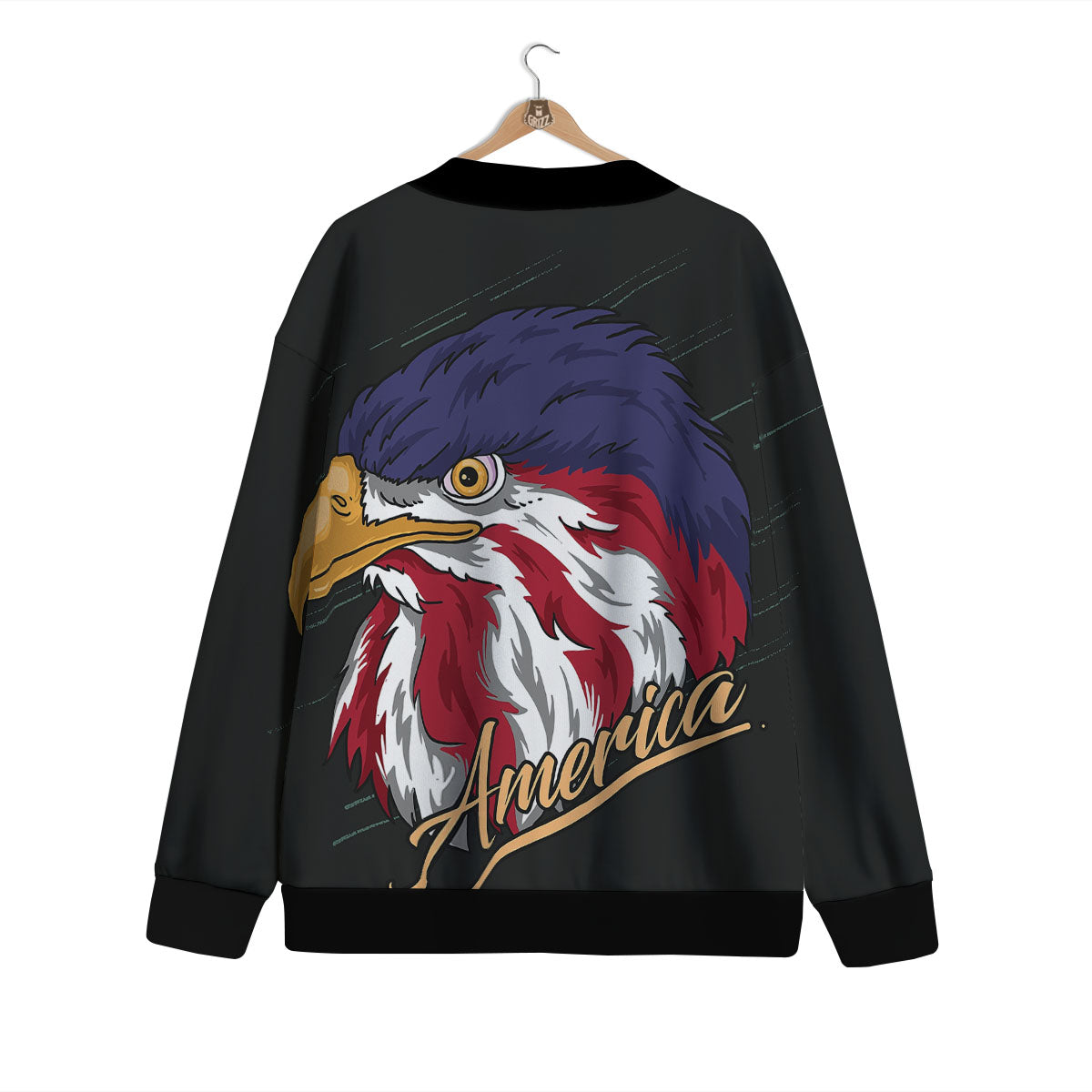 USA Eagle Patriotic Print Cardigan-grizzshop