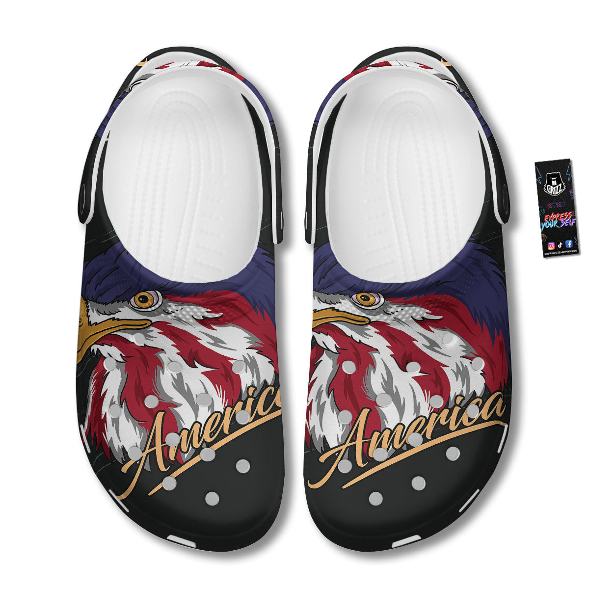 USA Eagle Patriotic Print Clog-grizzshop