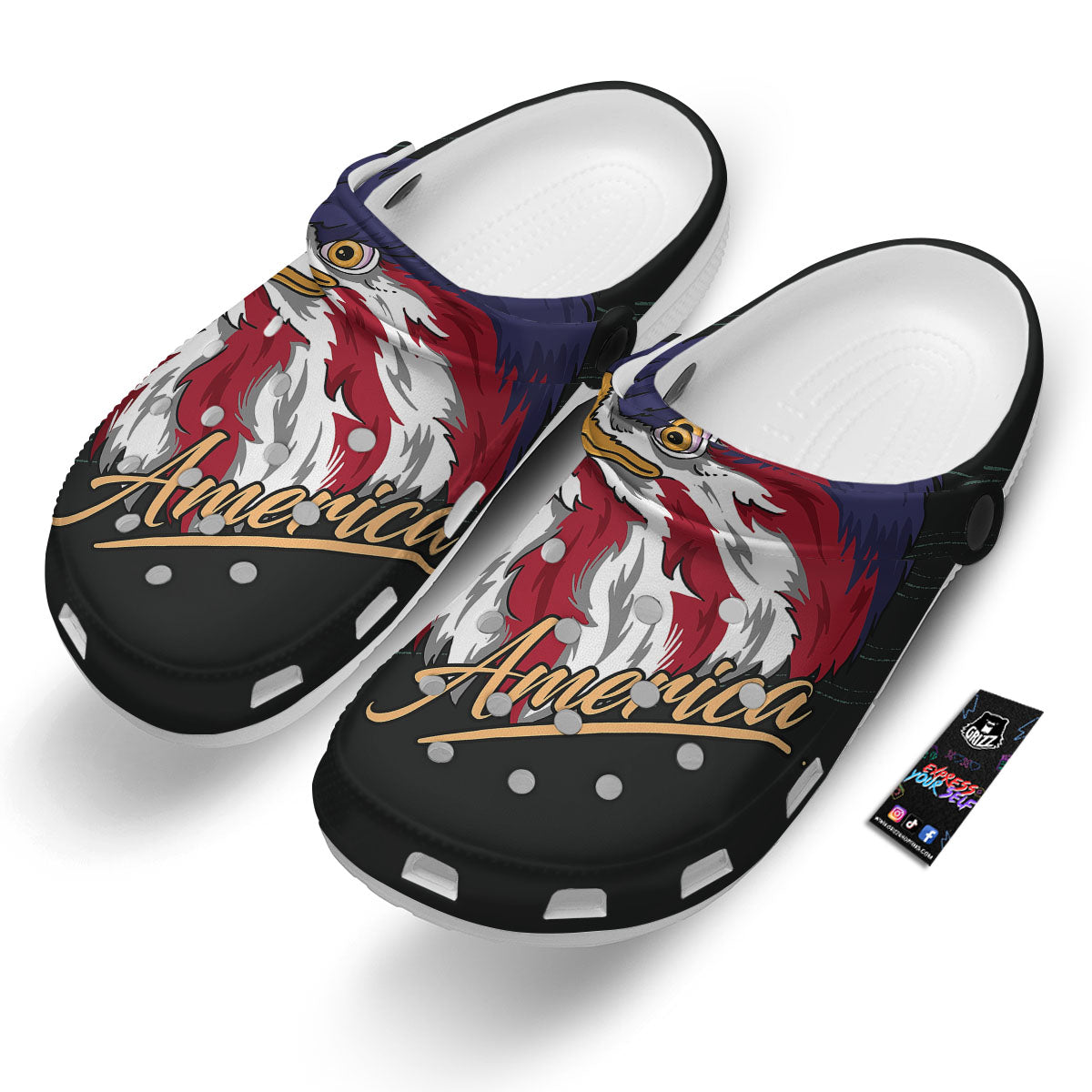 USA Eagle Patriotic Print Clog-grizzshop